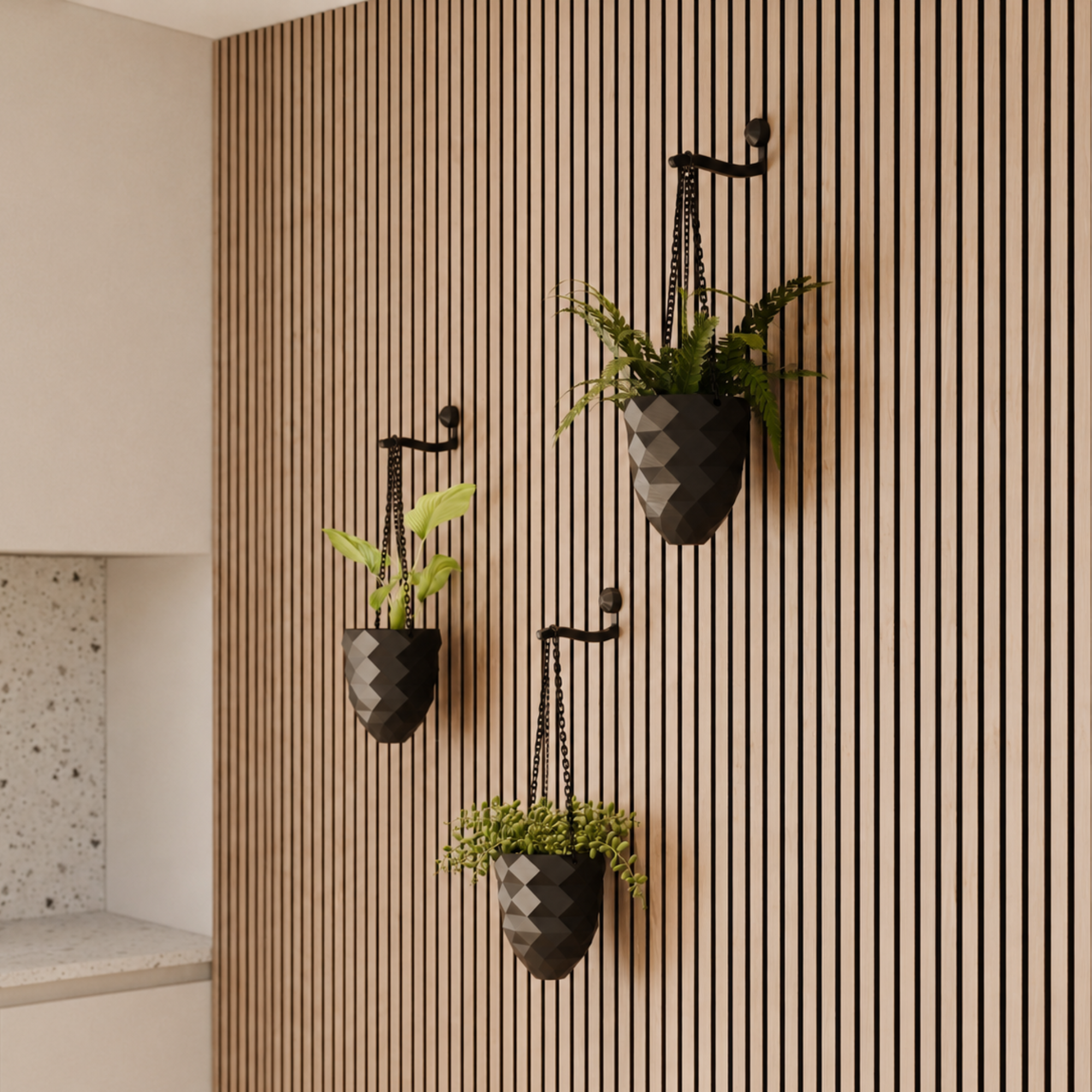 Vase suspendu pour plante – Installation : clip mural