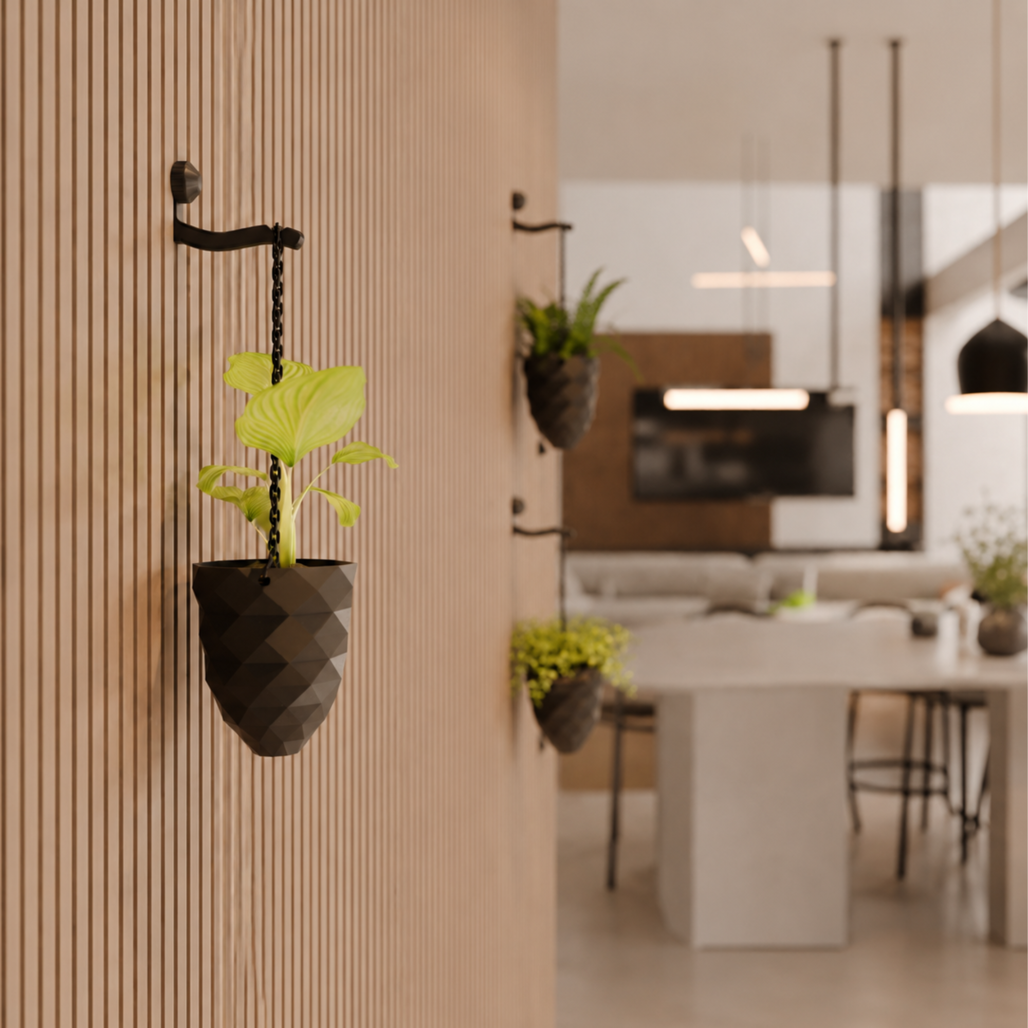Vase suspendu pour plante – Installation : clip mural