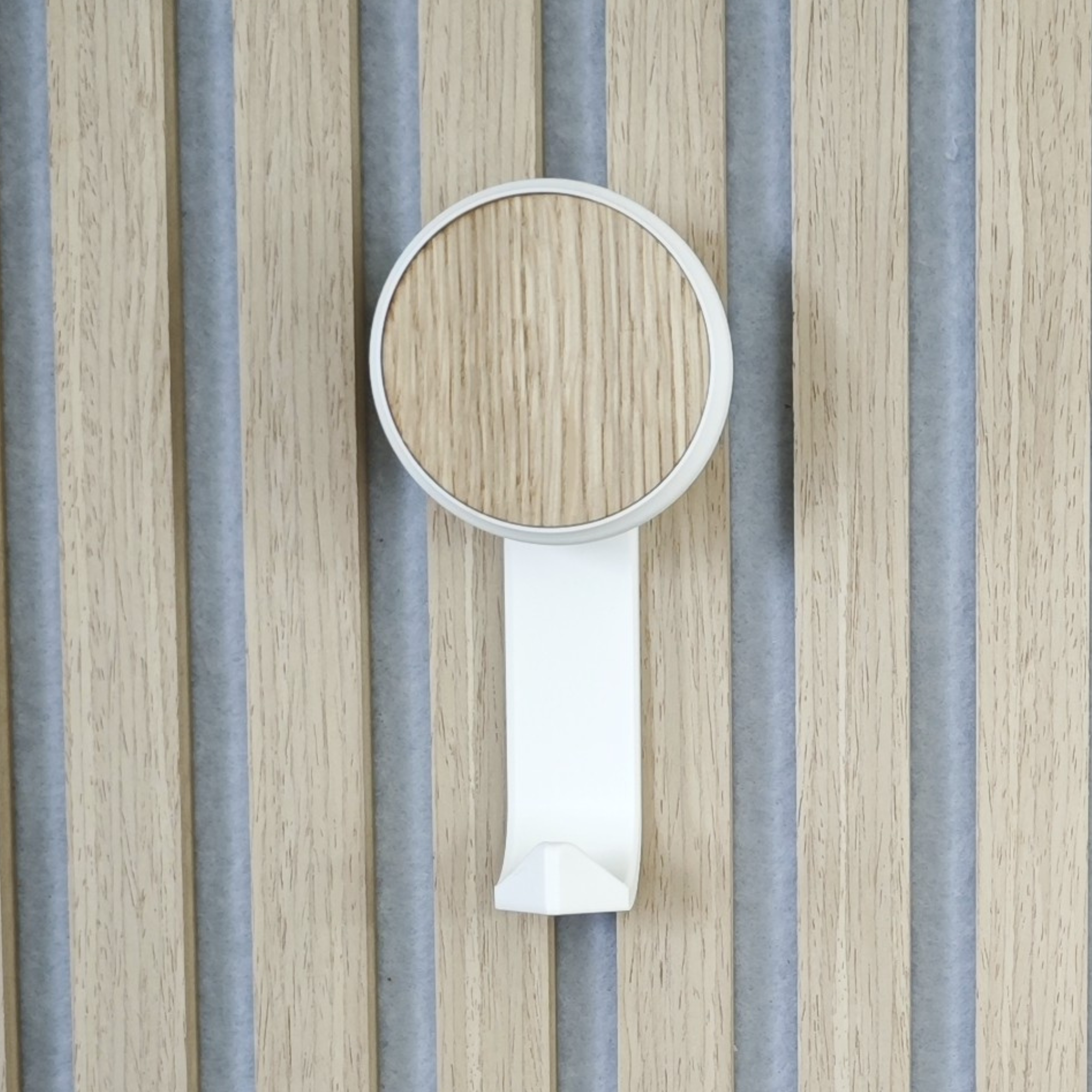 Ronde kapstokhaak/hanger eiken fineer voor akoestische panelen - Installatietype: Muurclip