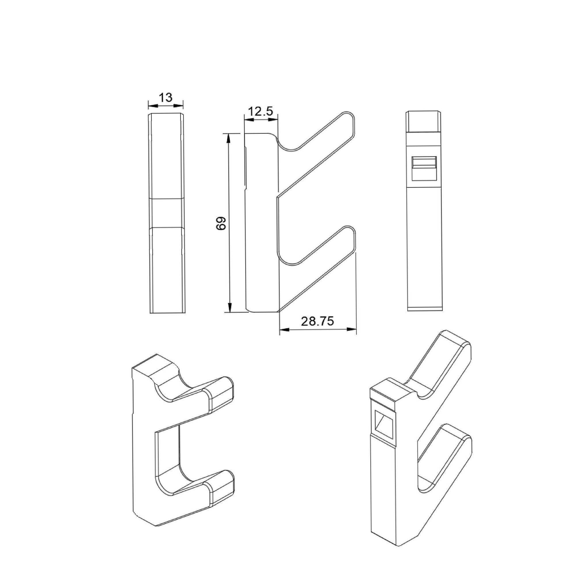 Doppelhaken für Akustikplatten - Montageart: Wandclip