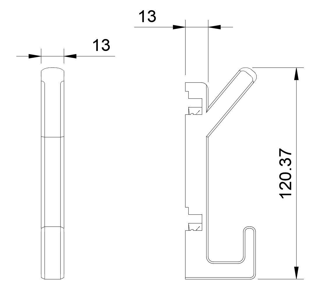 Double Coat Hook for Acoustic Panels - Installation Type: Wall Clip