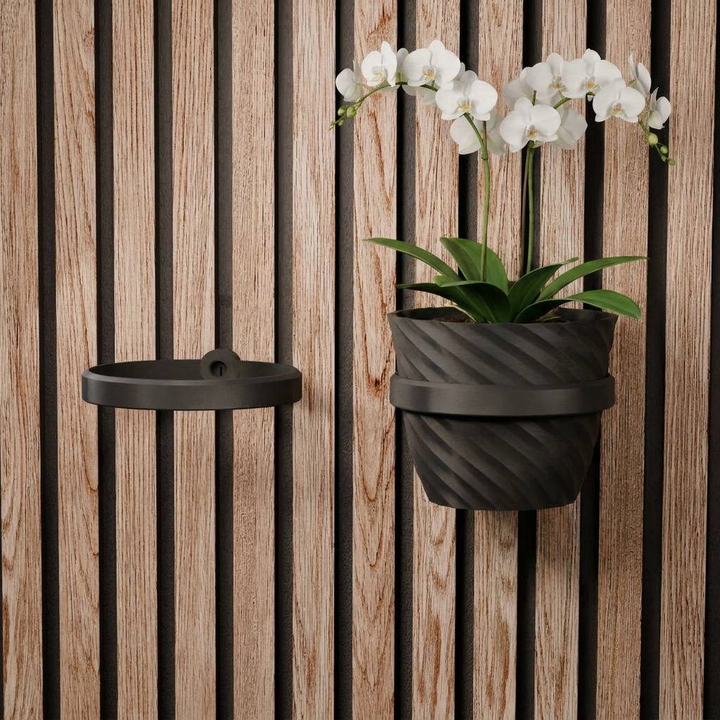 Plant Holder/Ring for Acoustic Panels - Installation Type: Wall Clip