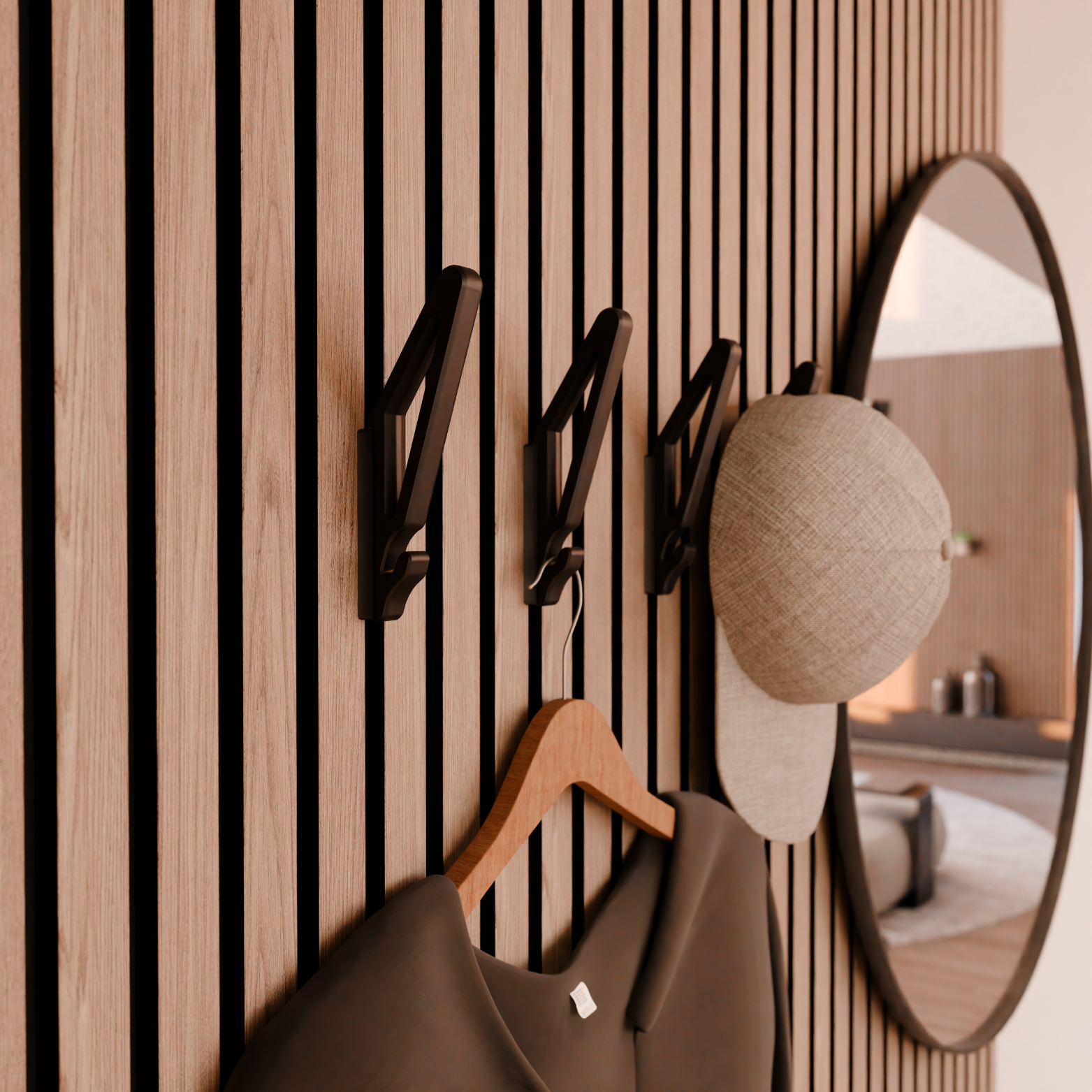 Triangle Design Coat Hook - For Acoustic Panel - Installation type: Wall Clip