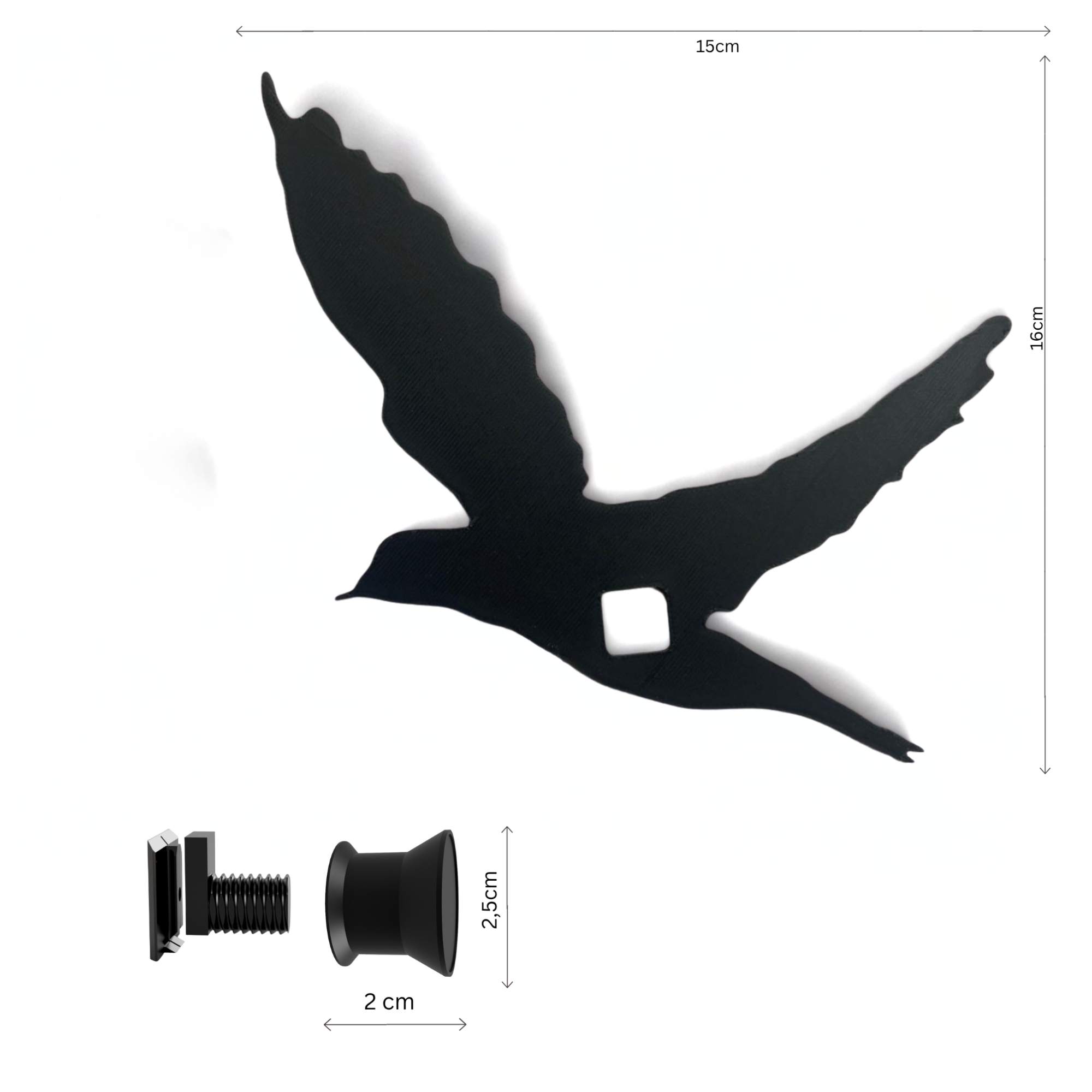 Patère en forme d’oiseau - Installation : clip mural