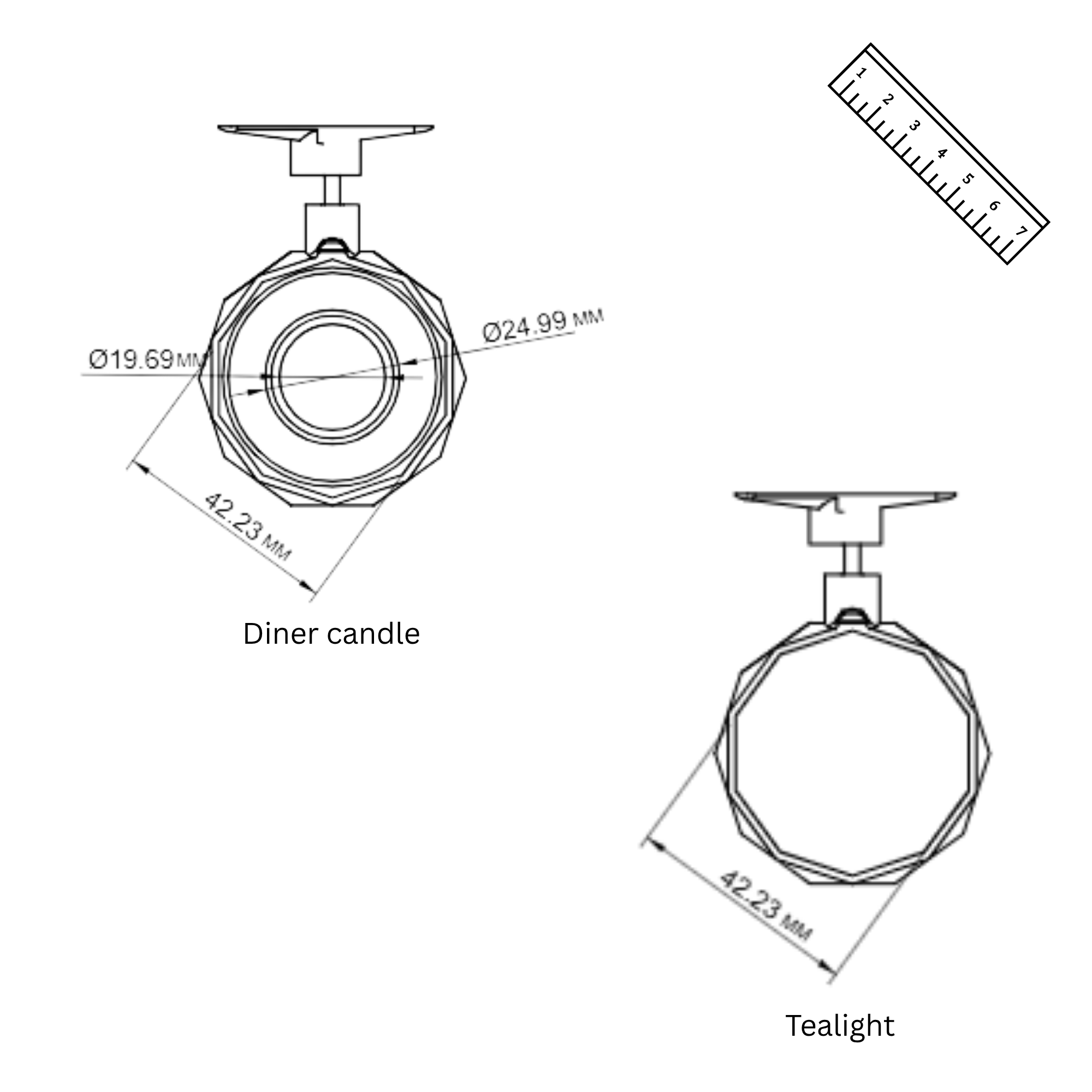 Tealight/ Dinner Candle Holder for Acoustic Panels - Installation Type: Wall Clip